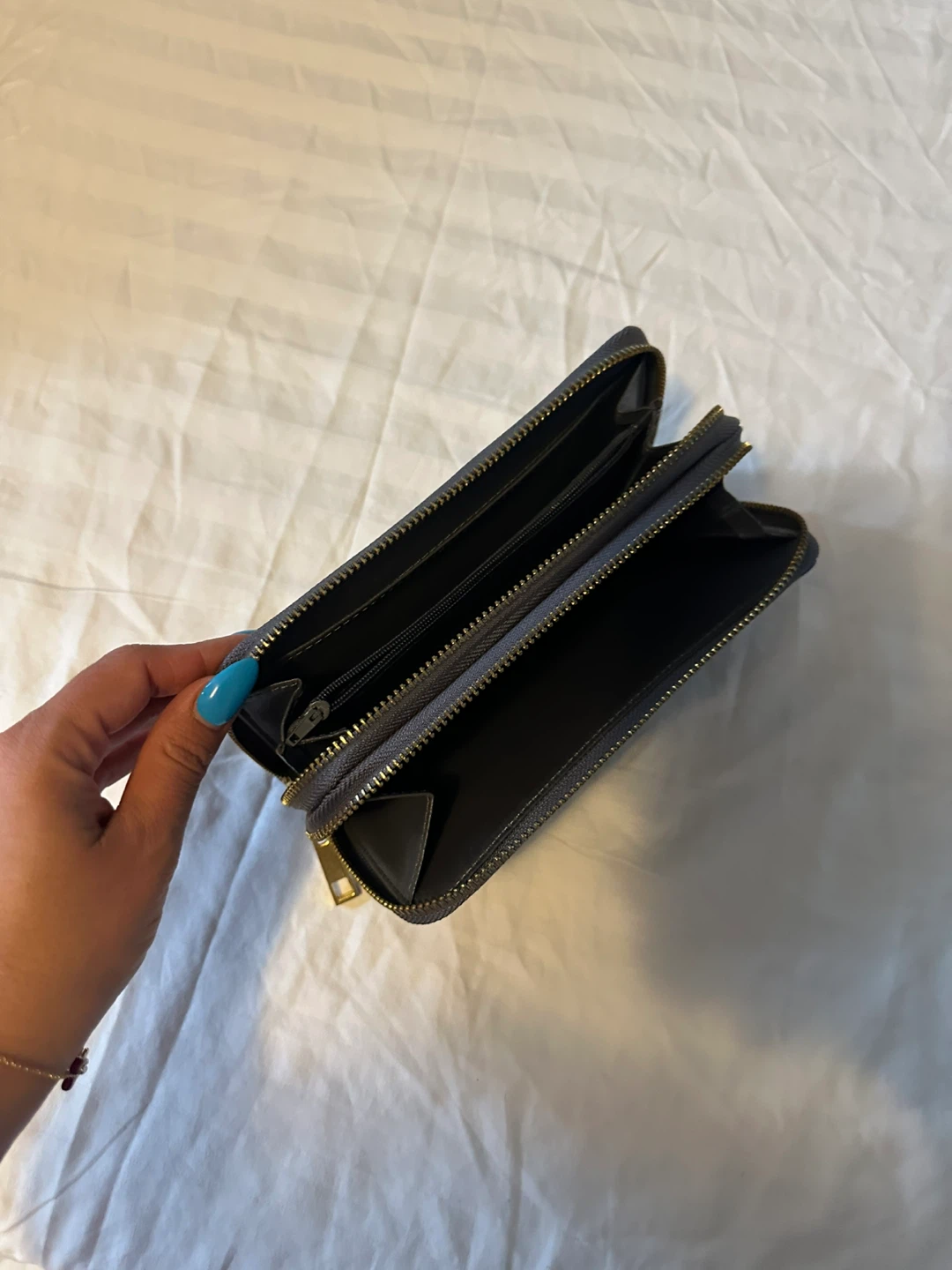 Navy Blue Crocodile Embossed Zippered Wallet - photo 5