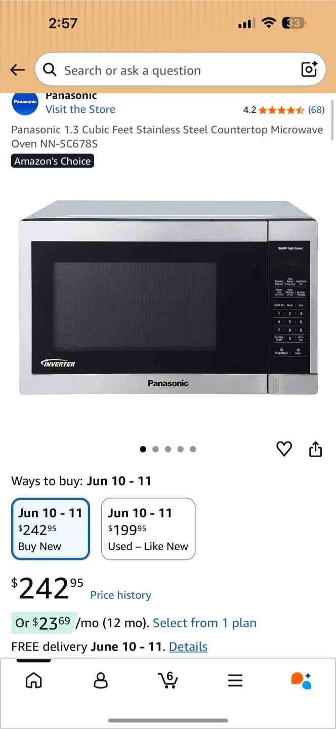 Panasonic 1.3 Cu. Ft. Stainless Steel Microwave Oven NN-SC678S - photo 5