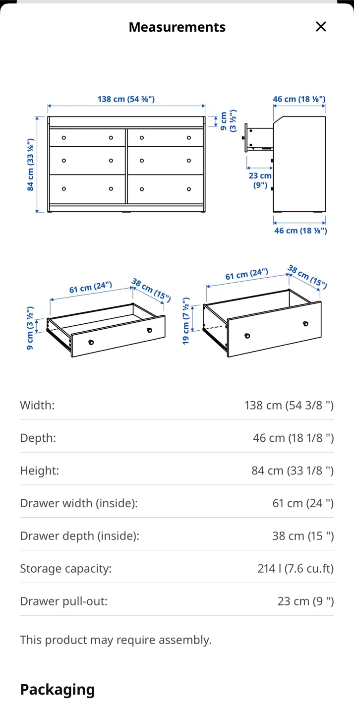 IKEA HAUGA 8-Drawer Dresser - White