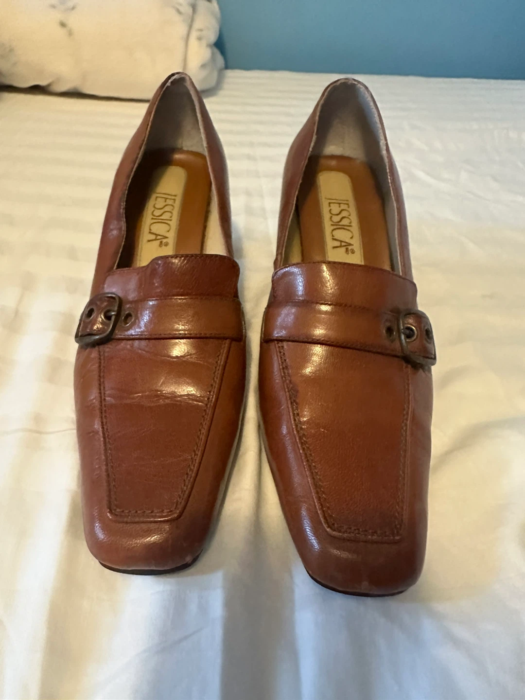 Brown Leather Jessica Loafer Heels
