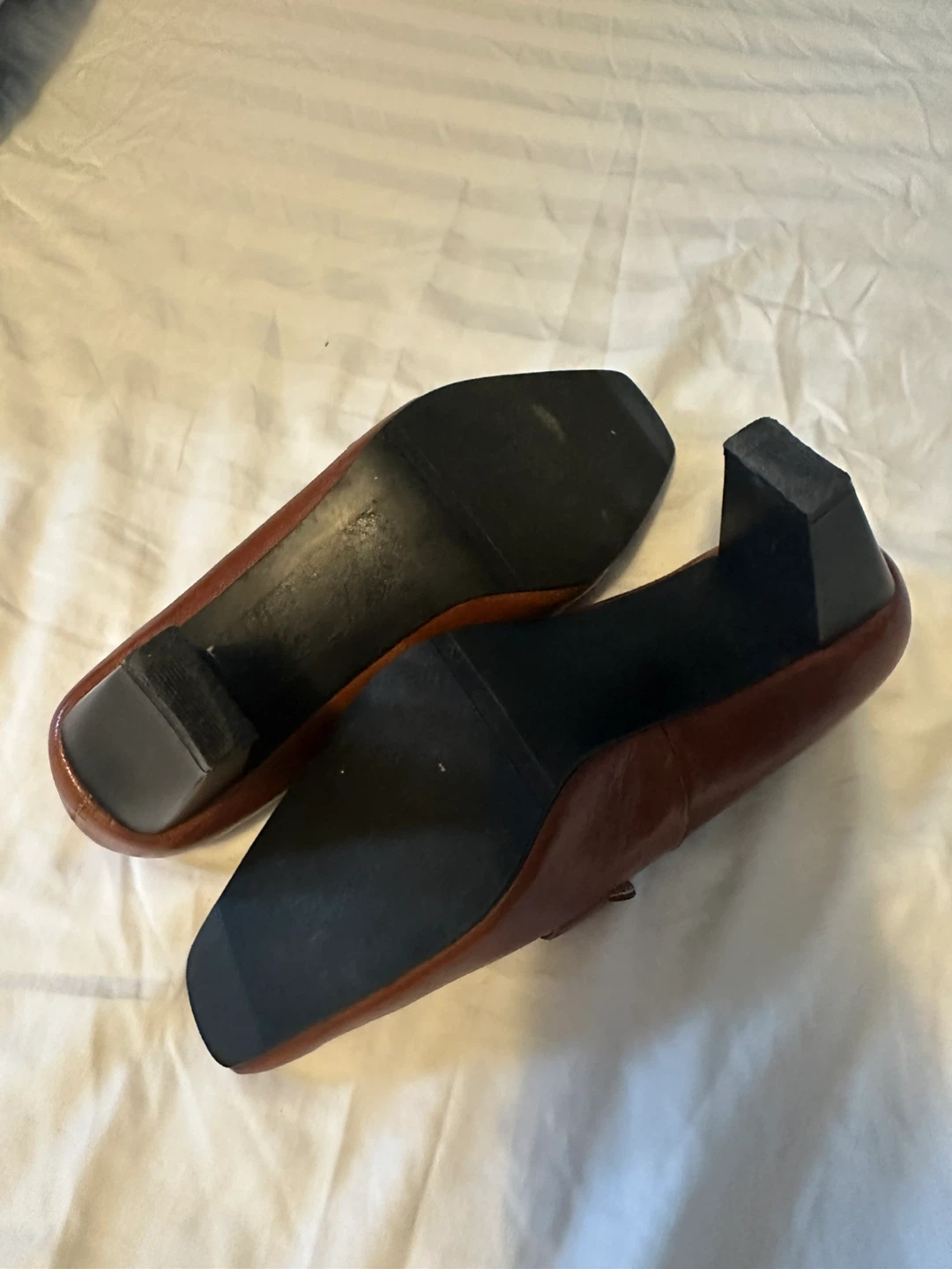 Brown Leather Jessica Loafer Heels - photo 3