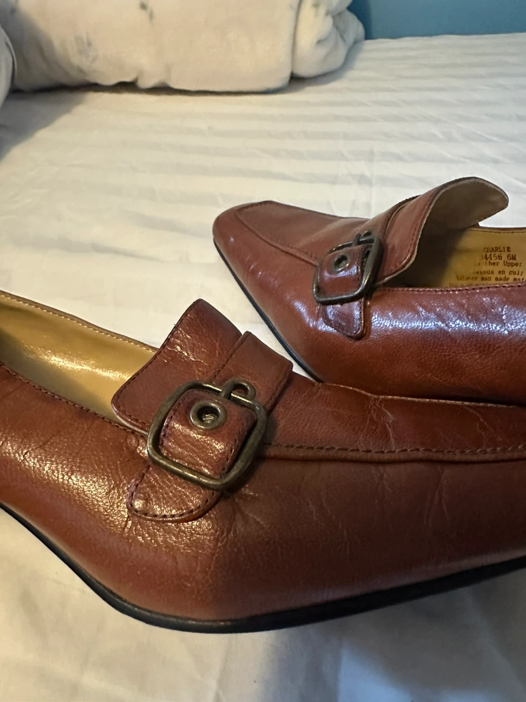 Brown Leather Jessica Loafer Heels - photo 5