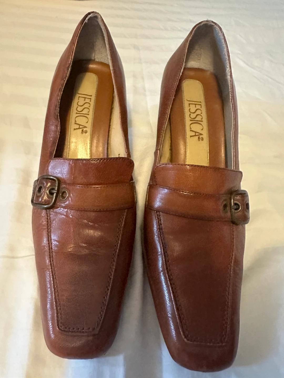 Brown Leather Jessica Loafer Heels - photo 4