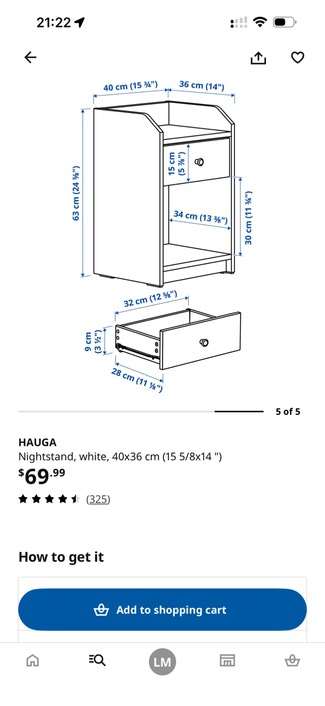 IKEA HAUGA Nightstand - White x2 - photo 2
