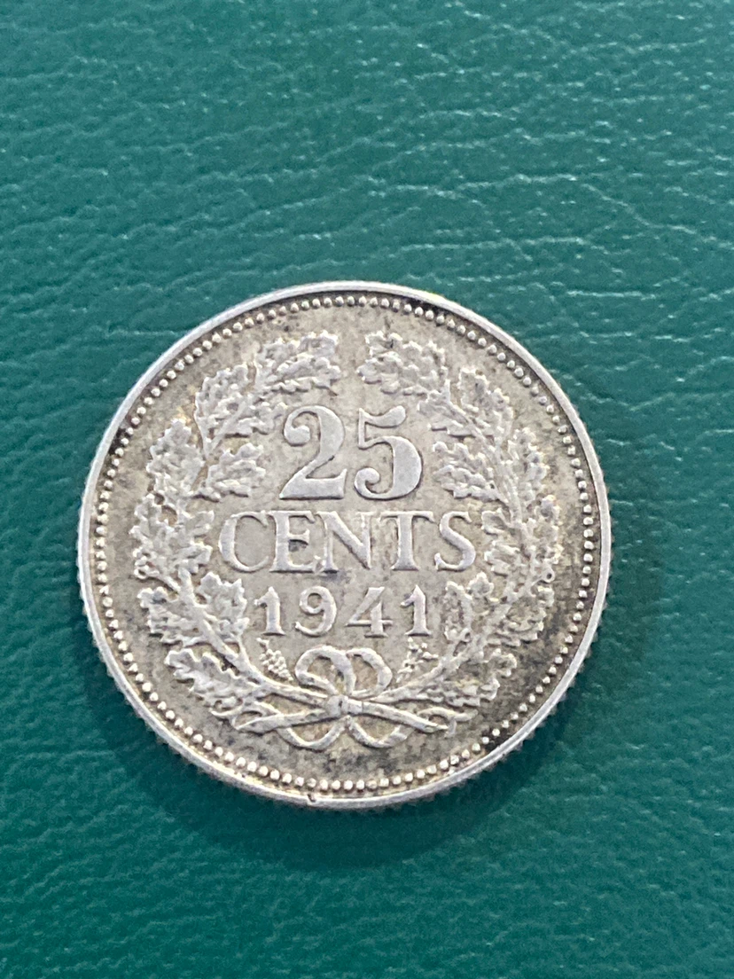1941 25 Cents silver Coin - Wilhelmina - photo 2