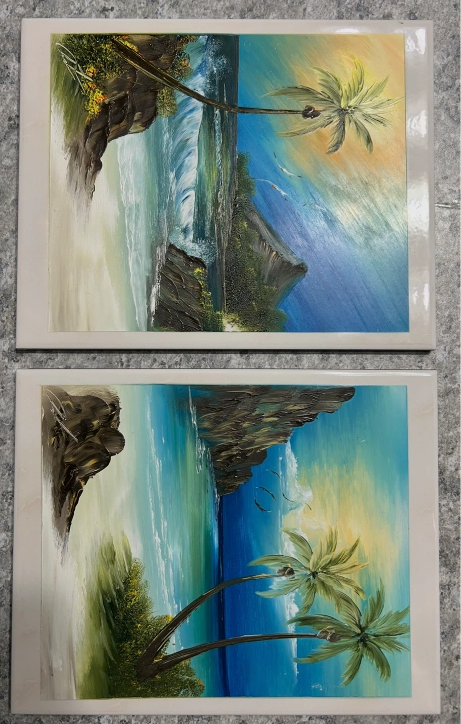 Decorative Wall Art Tiles - Tropical Beach Scene