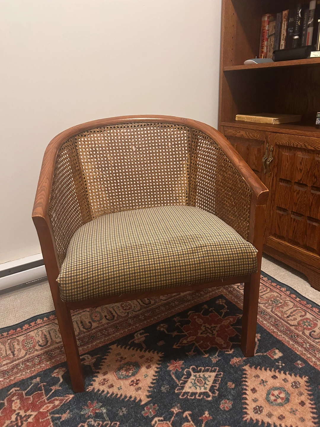 Solid wood cane-back barrel armchair BC made!