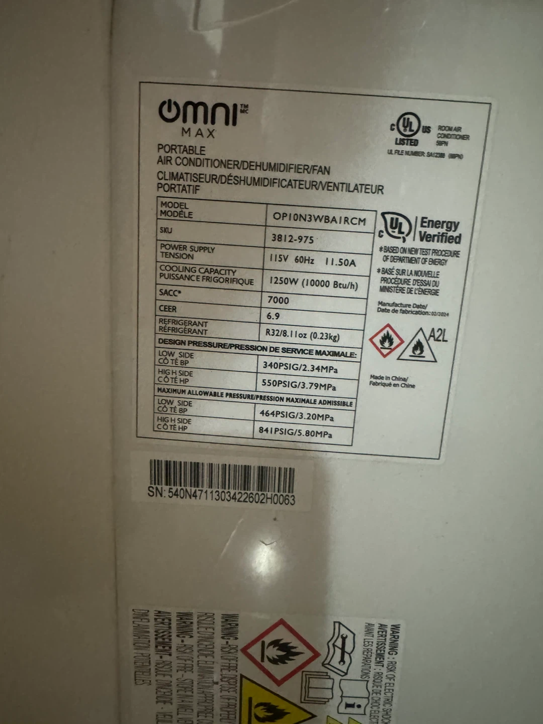 Omni Max Portable Air Conditioner/Dehumidifier/Fan - photo 2