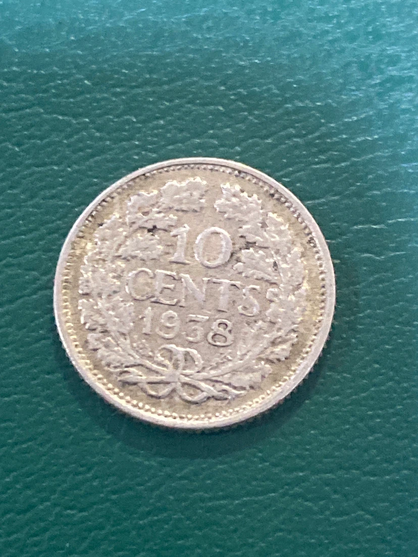 1938 Netherland 10 Cents  silver Coin - photo 2