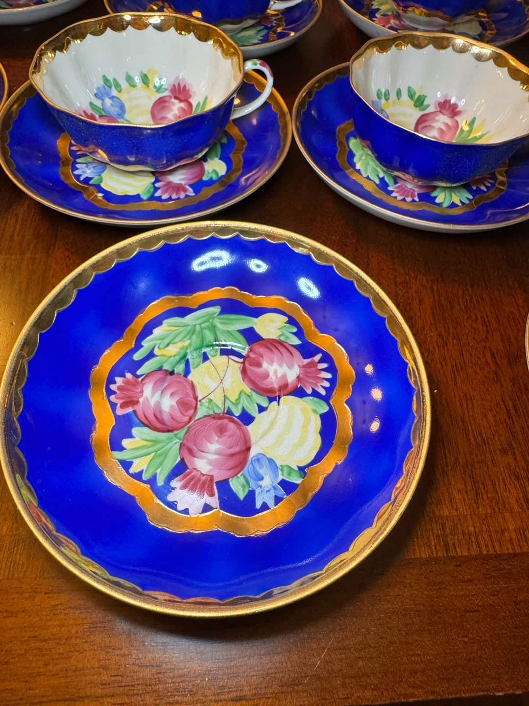 Blue Floral Teapot Set with Cups and Saucers - photo 5