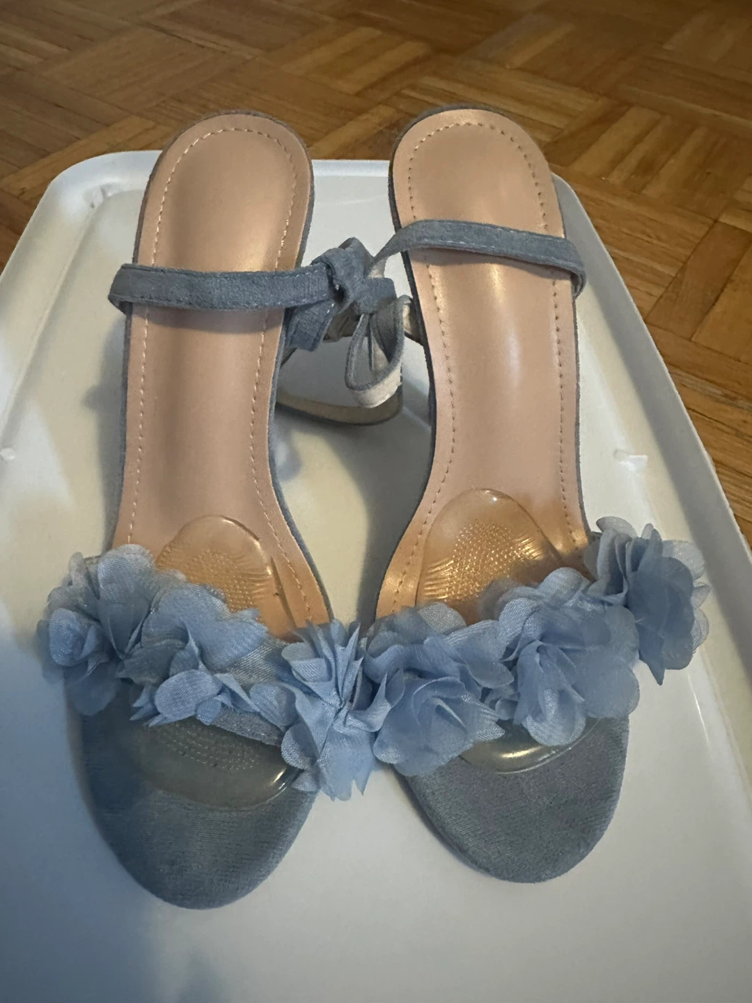 Blue Floral High Heel Sandals Size 38