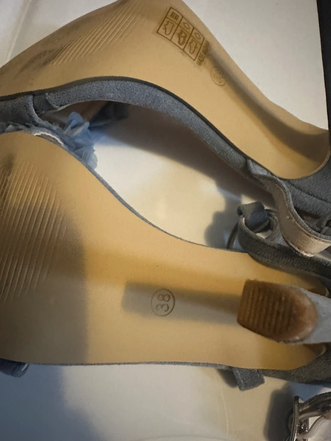Blue Floral High Heel Sandals Size 38 - photo 3