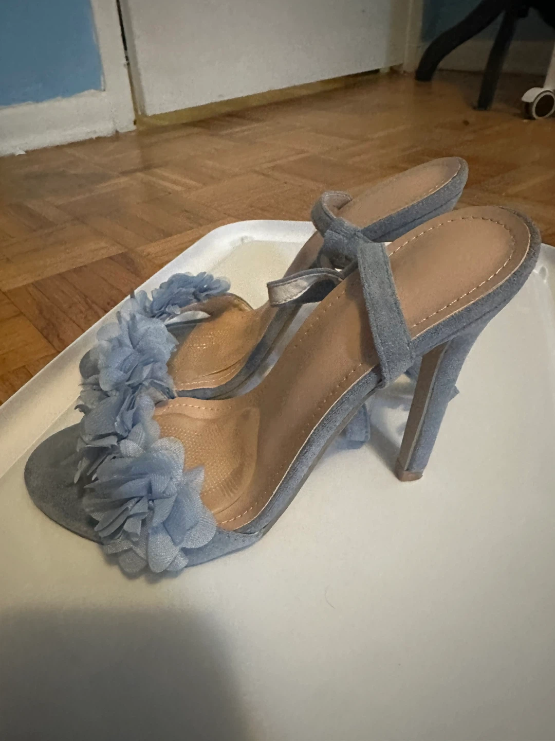 Blue Floral High Heel Sandals Size 38 - photo 2