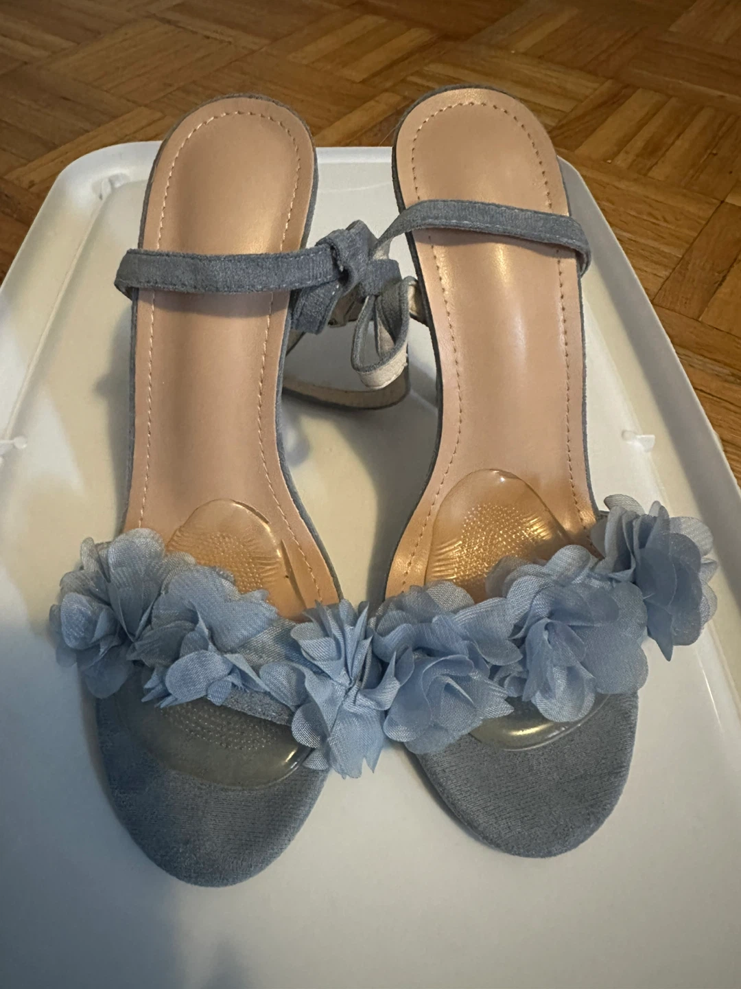 Blue Floral High Heel Sandals Size 38 - photo 4