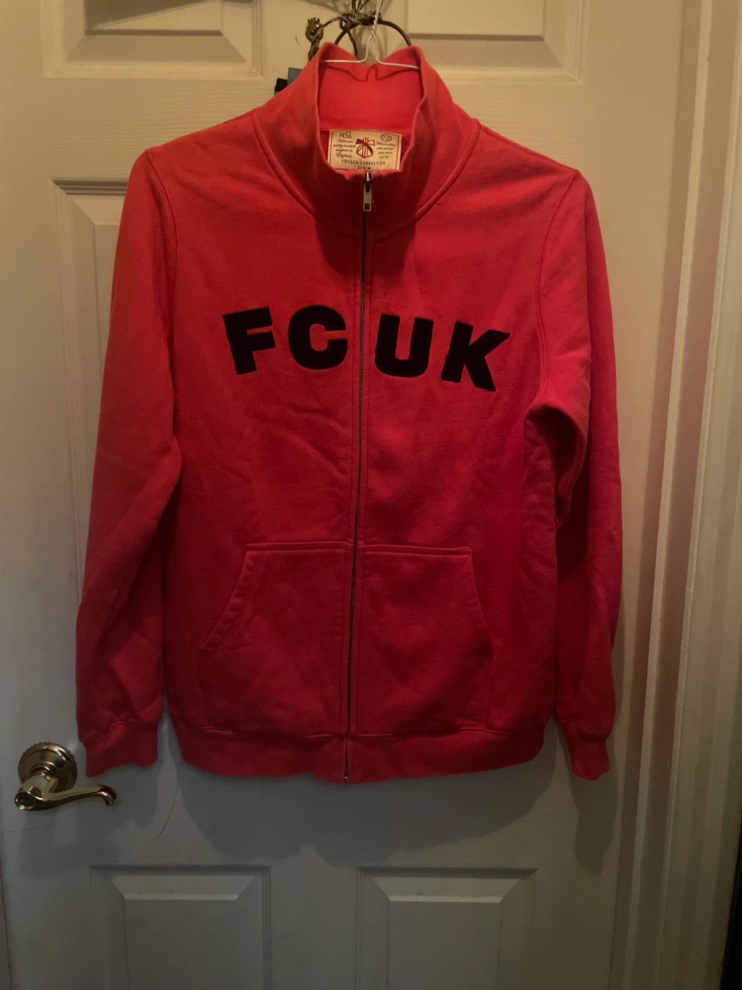FCUK pink zip up, size L
