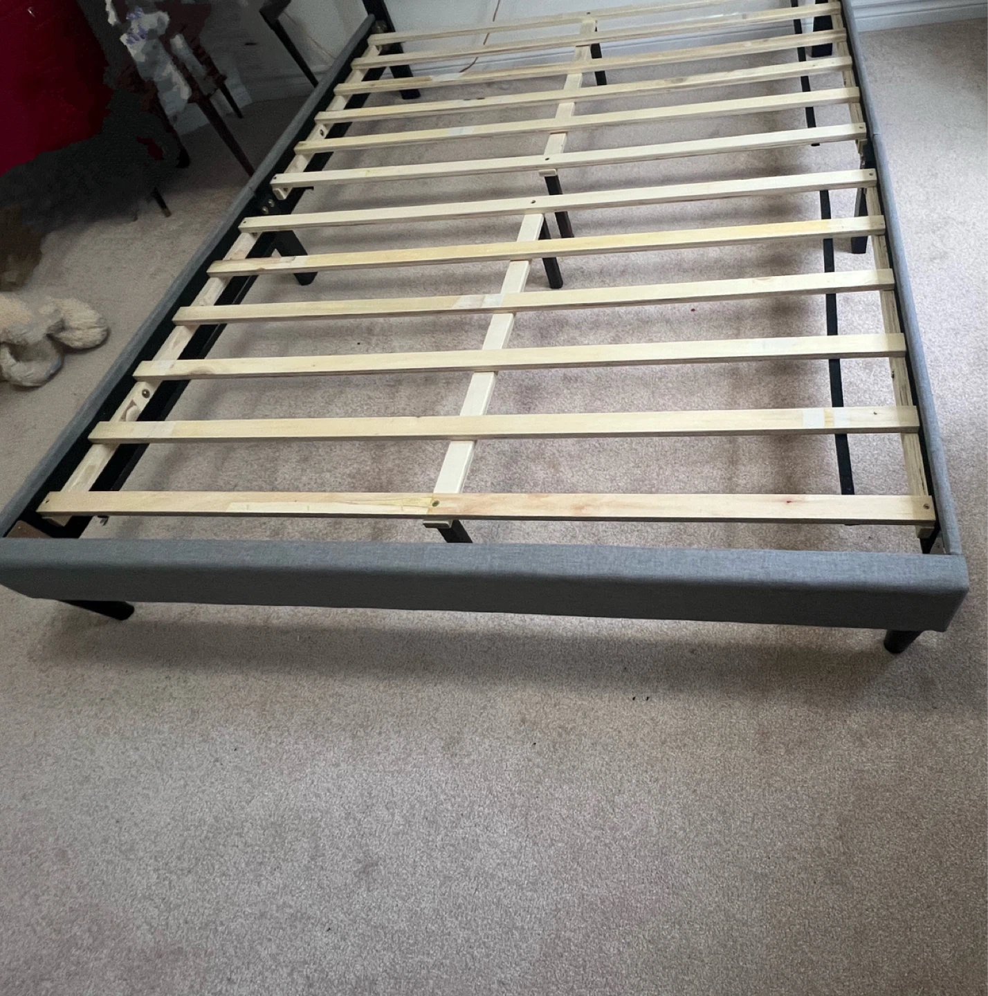 Grey Upholstered Queen Bed Frame with Headboard with Mattress - photo 2