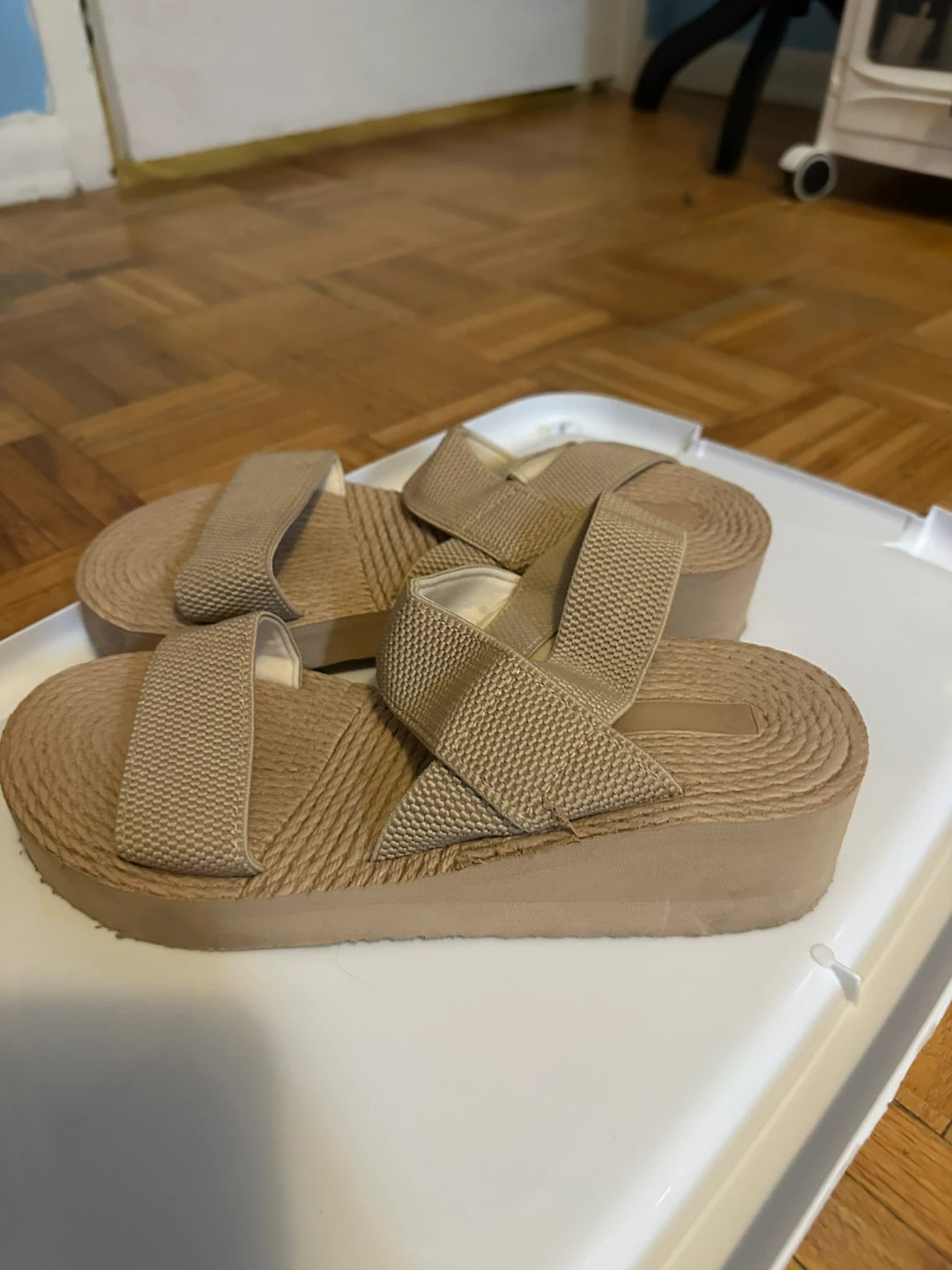 Tan Espadrille Platform Sandals