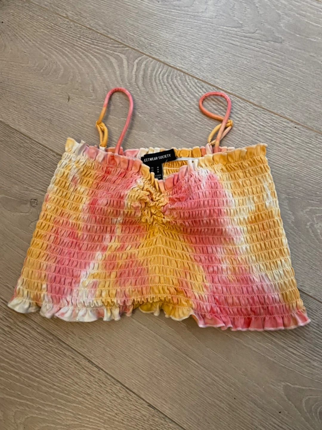 Sweetwear Society Smocked Tie-Dye Crop Top