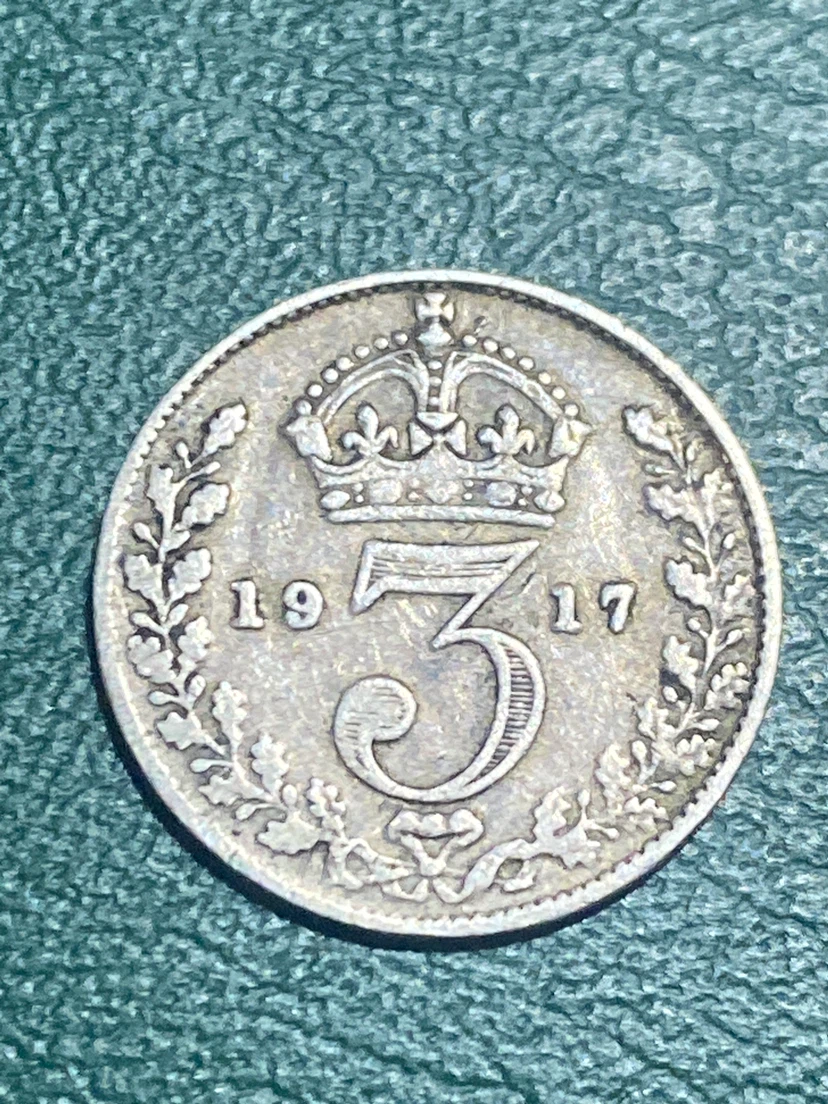 1917 King George V 3 Pence Coin - photo 2