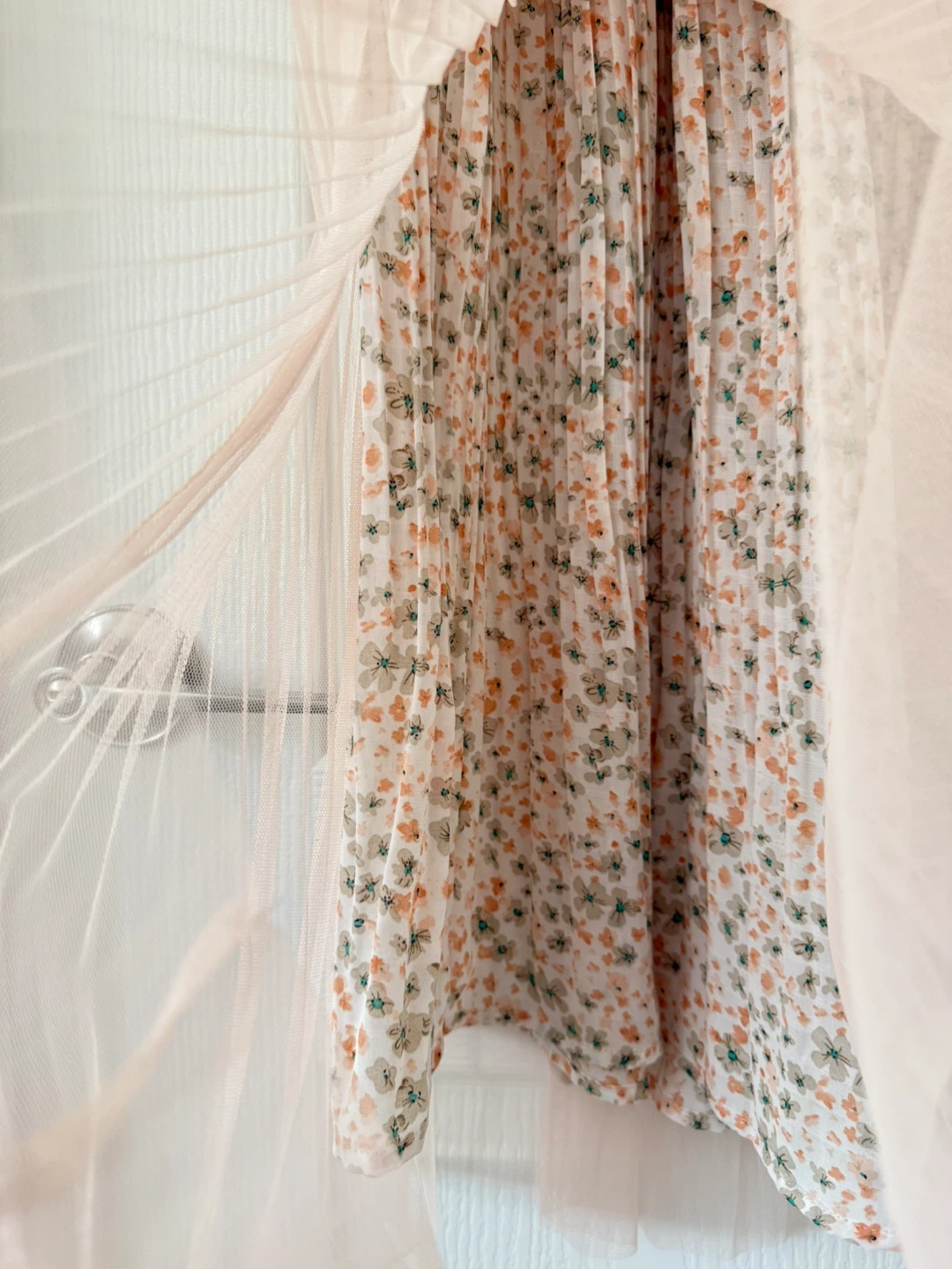 Peach Pleated Midi Skirt - photo 3