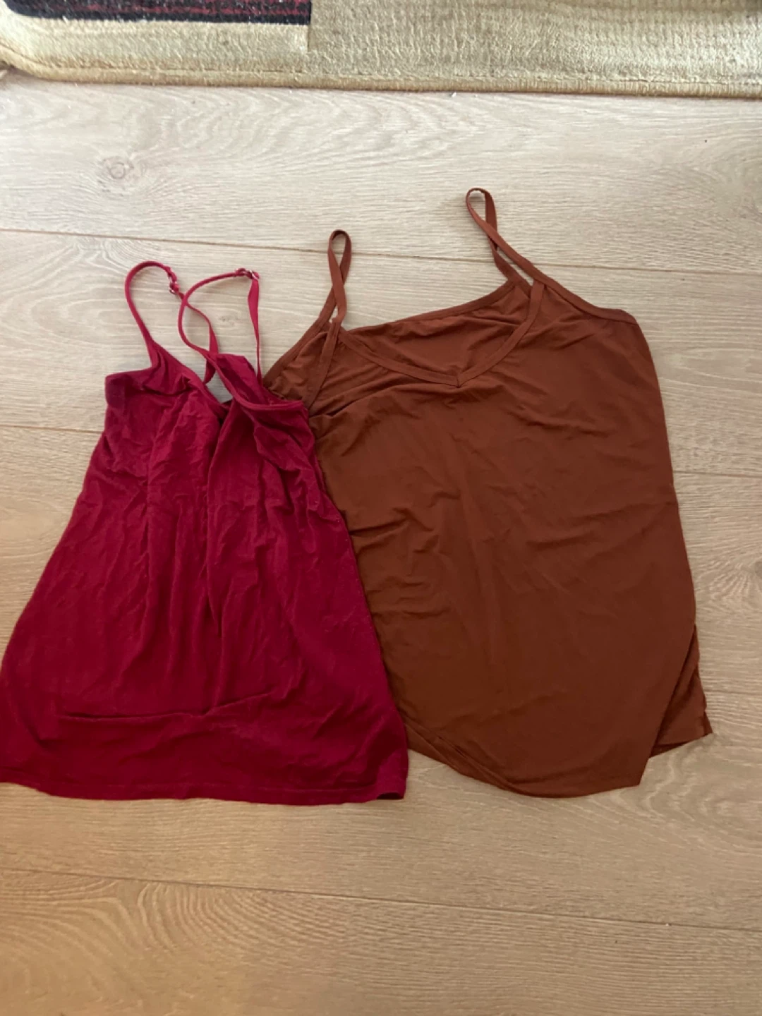 Two Camisoles - Red & Brown