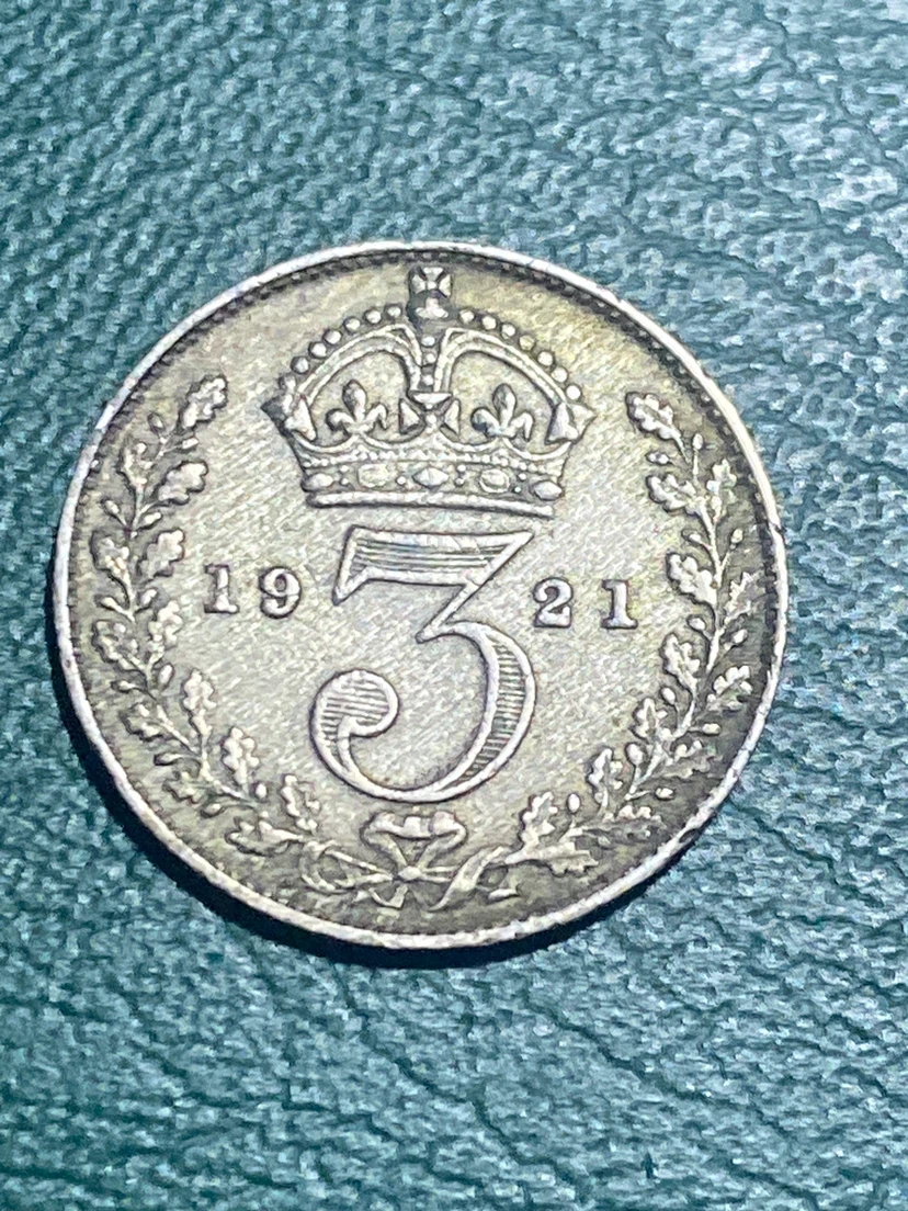 1921 George V 3 Pence Coin - photo 2