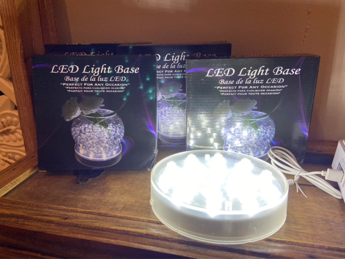New Set of 4 Led Light Base - 6” Round Display Centerpiece light