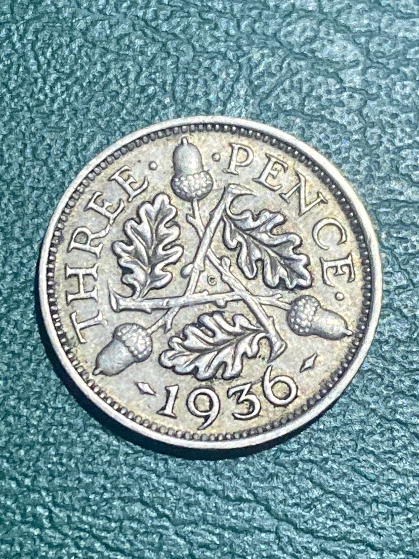 1936 Three Pence Coin - photo 2