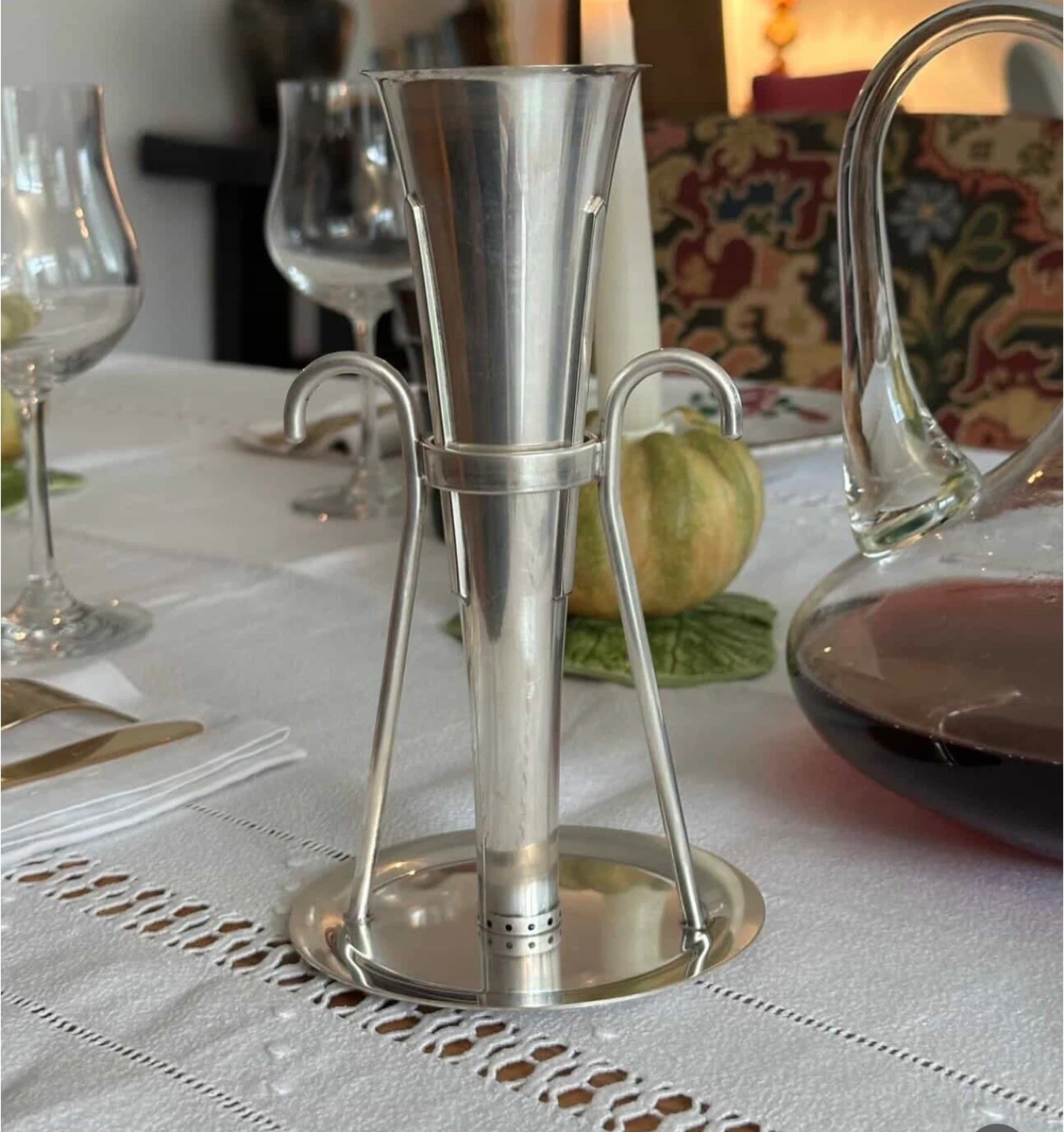 Rare Silver-plated wine bar funnel