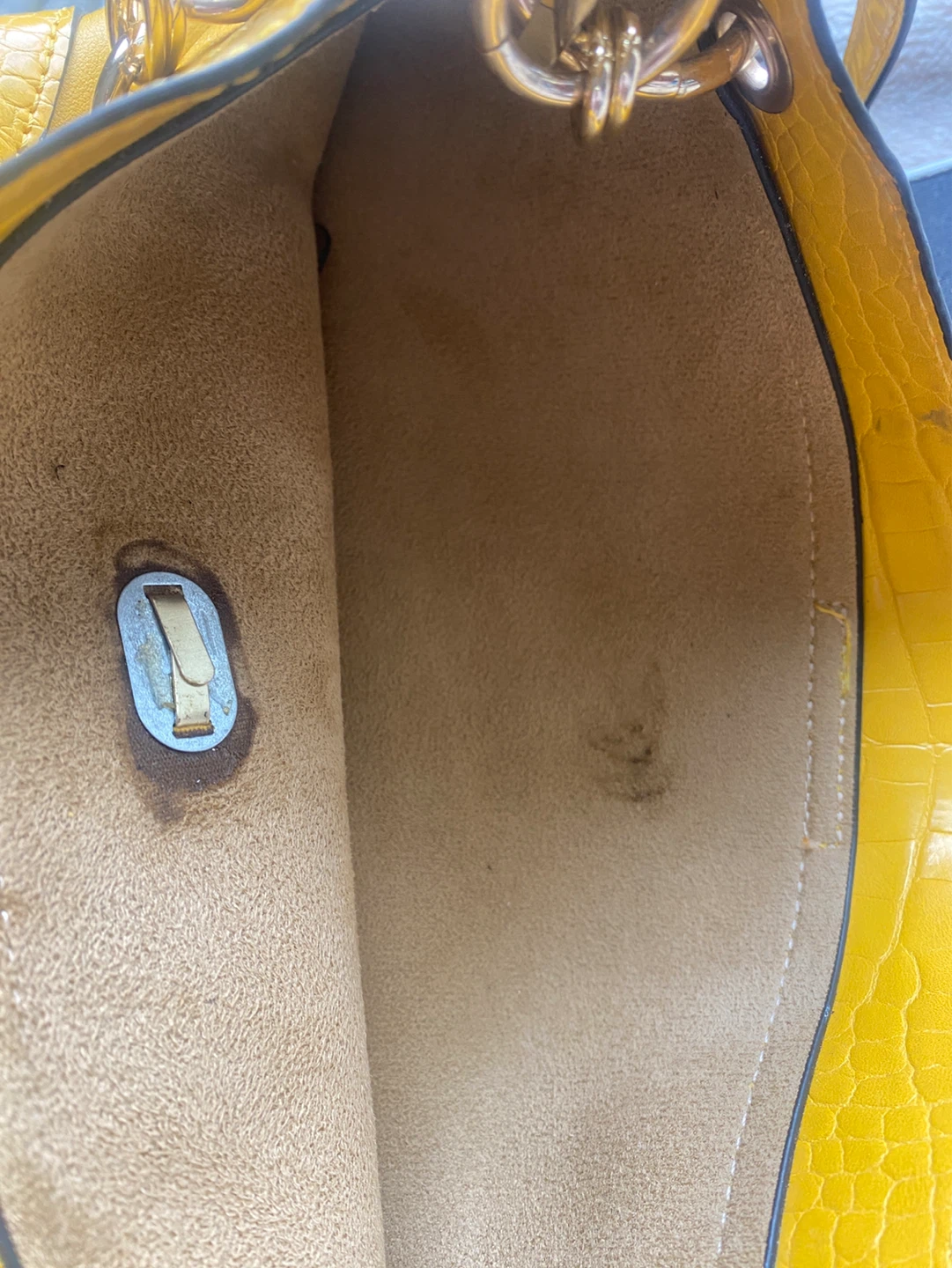 Yellow Faux Croc Shoulder Bag - photo 4