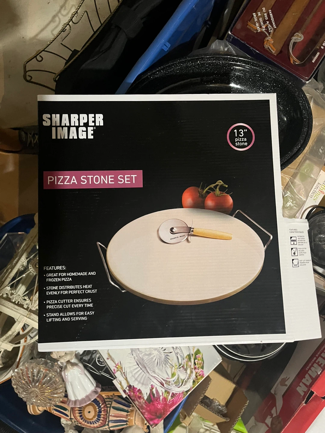 Sharper Image 13" Pizza Stone Set with Cutter