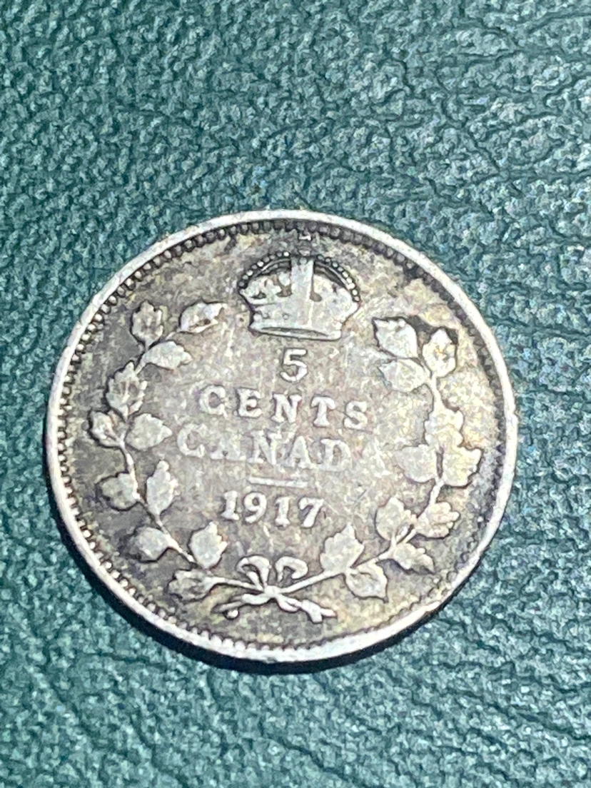1917 Canada 5 Cents Coin - photo 2