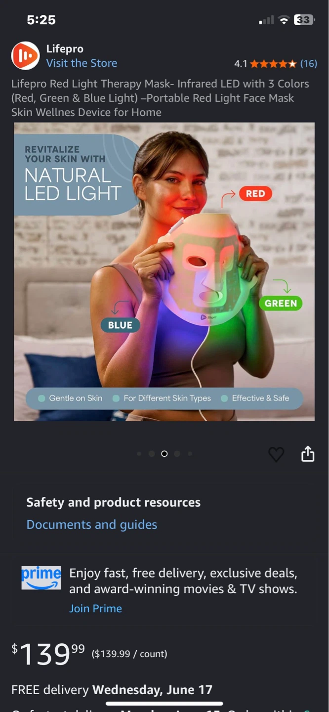 New Lifepro Revitaglow Light Therapy Mask - photo 2