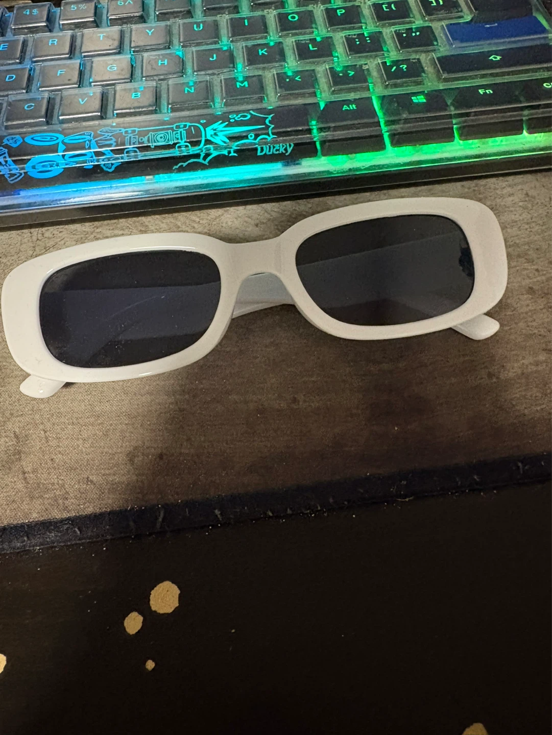 White Rectangular Sunglasses Summer Unisex