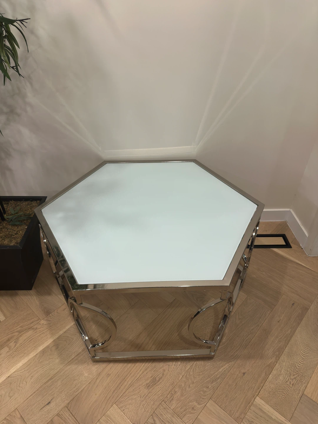 Hexagonal Coffee Table with Mirrored Top