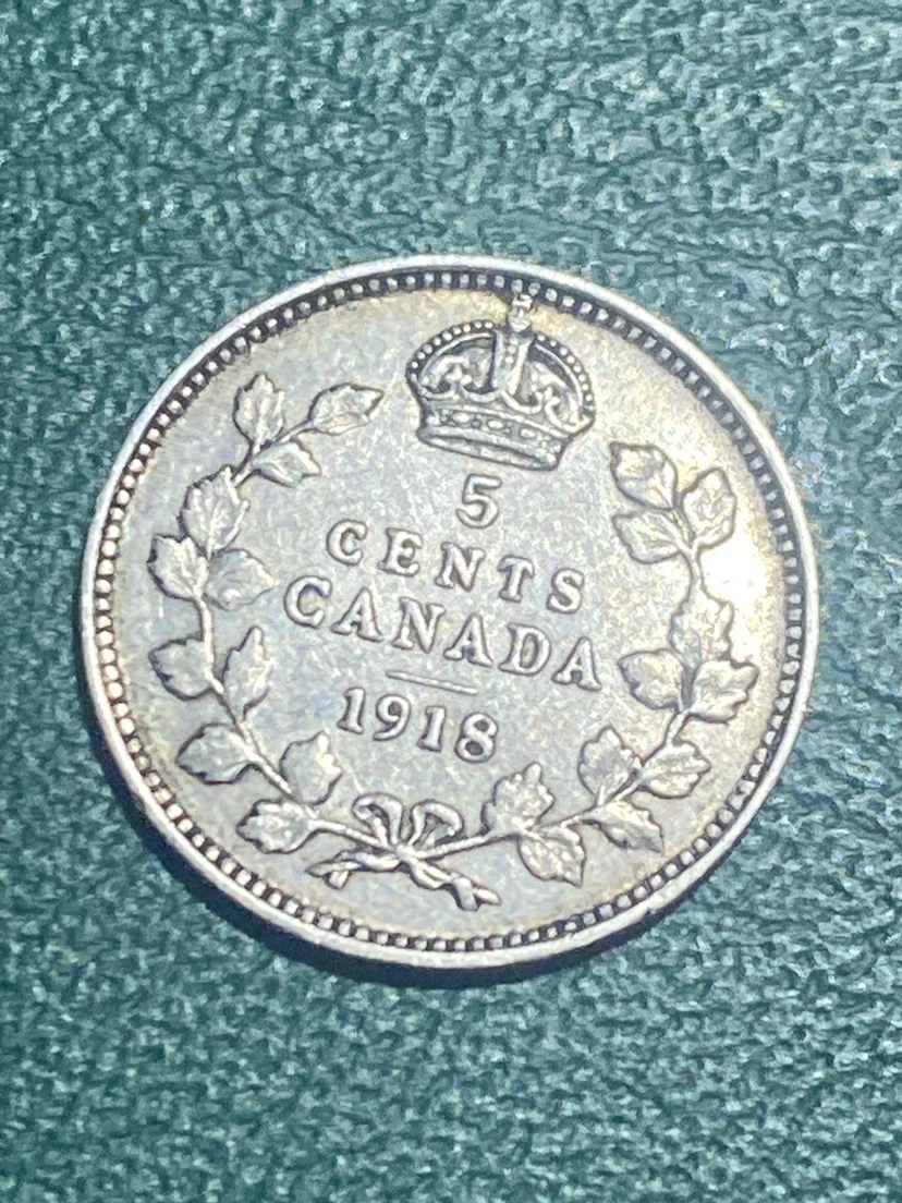 1918 Canada 5 Cents Coin - photo 2