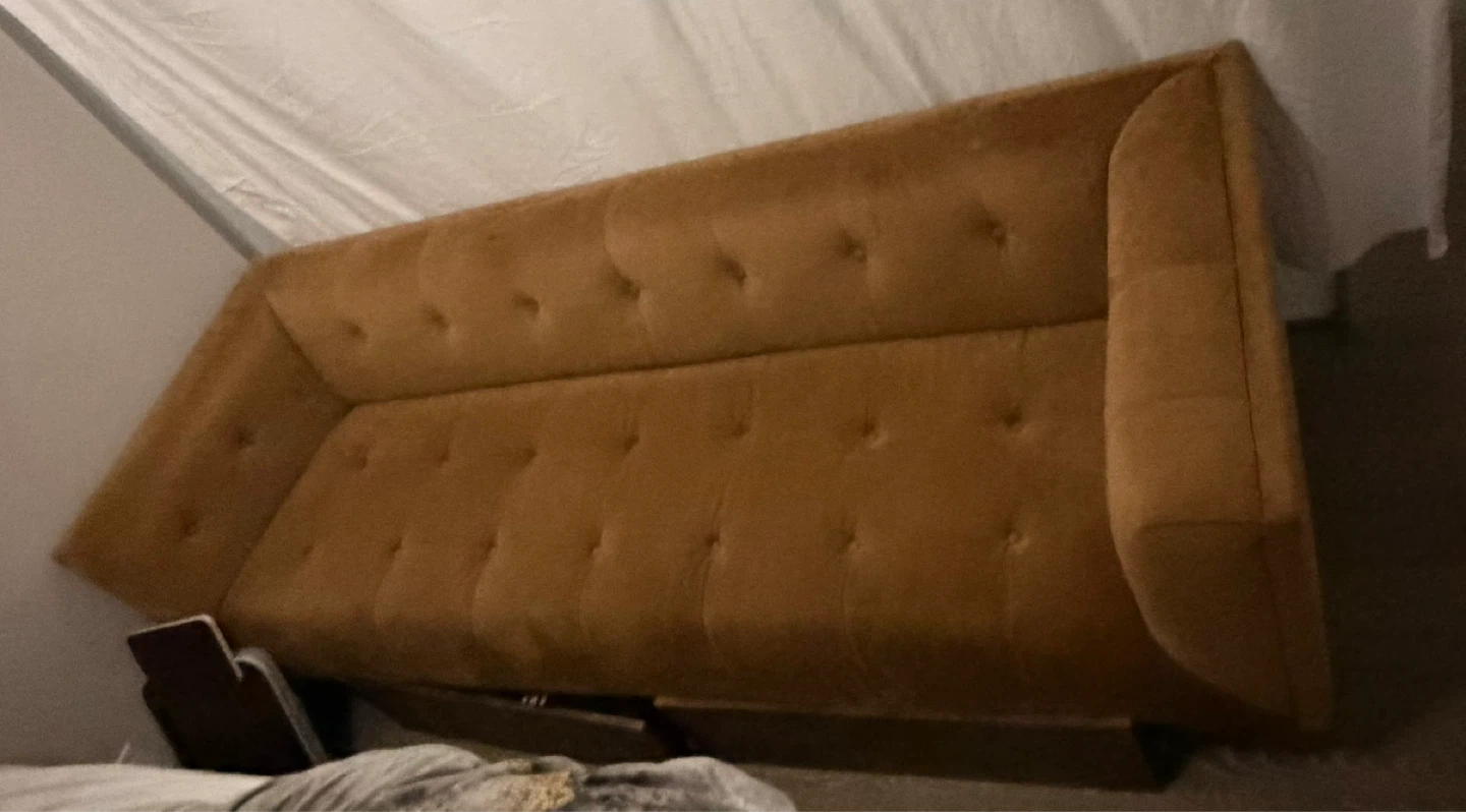 Burnt Orange Tufted Sofa - photo 3