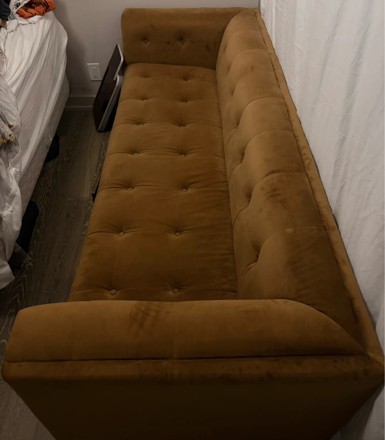 Burnt Orange Tufted Sofa - photo 2