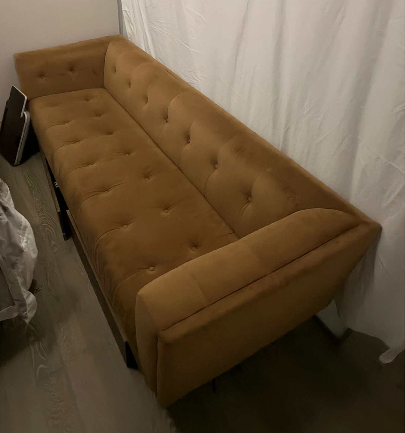 Burnt Orange Tufted Sofa