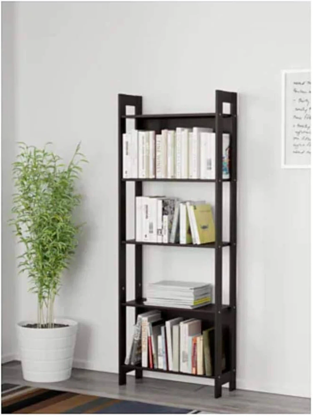 Black 5-Shelf Ladder Bookshelf - photo 4