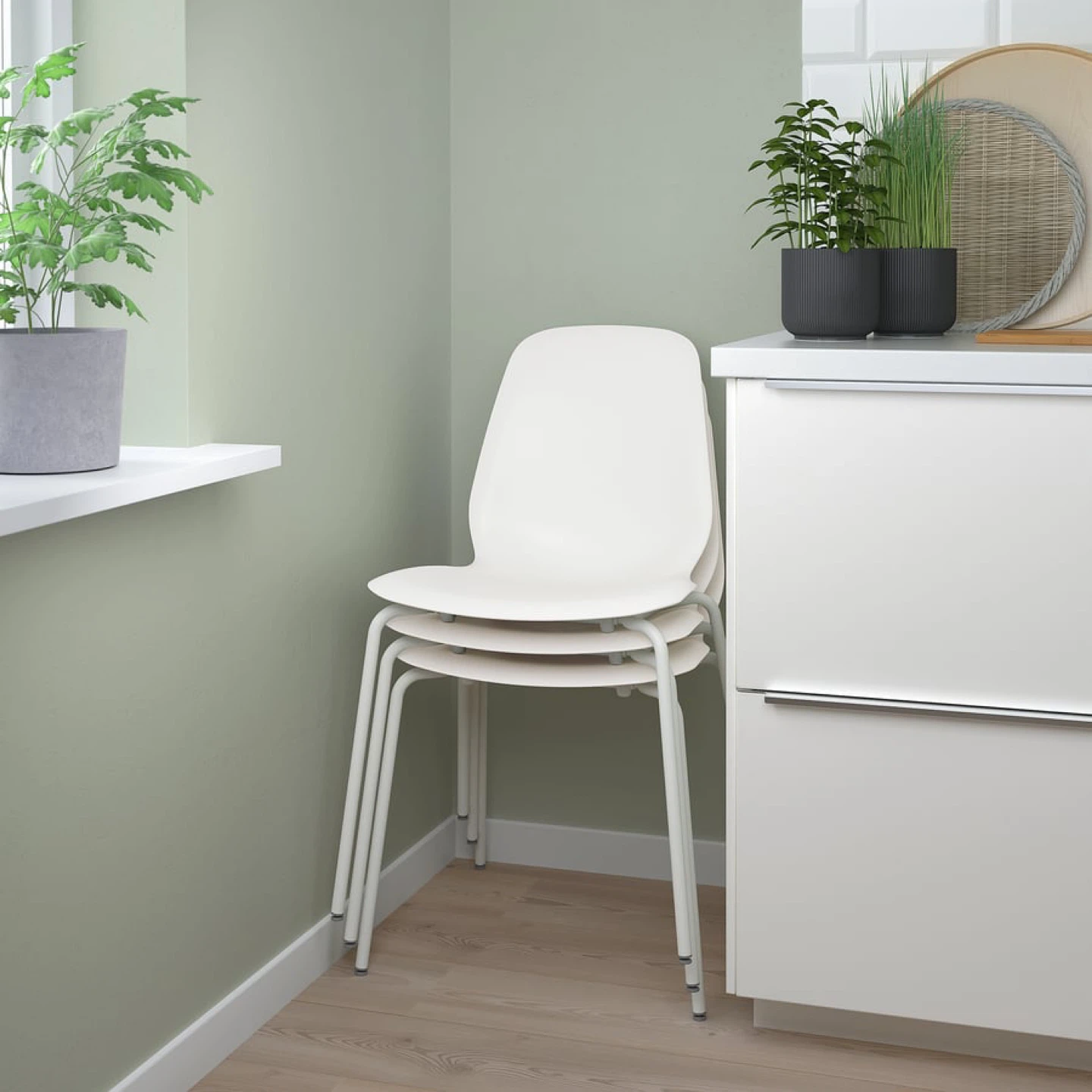 3 IKEA White Chairs - photo 2