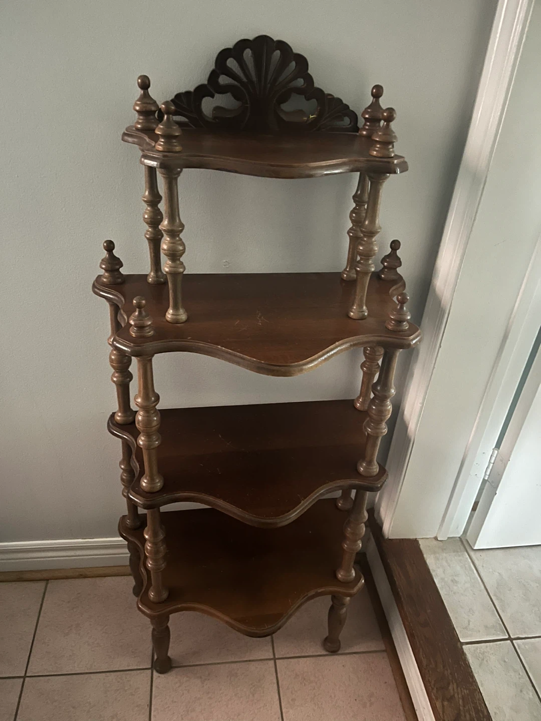 Vintage Wood Tiered Shelf Unit