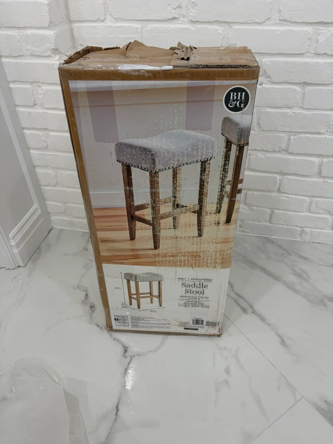Better Homes & Gardens Gray Upholstered Saddle Stool