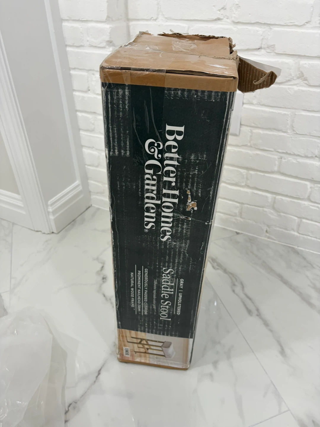 Better Homes & Gardens Gray Upholstered Saddle Stool - photo 2