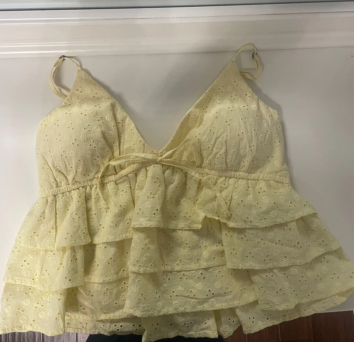 Yellow Hollister Ruffle Tank Top