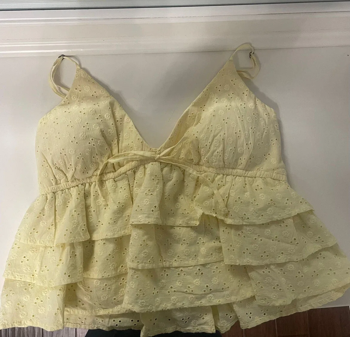 Yellow Hollister Ruffle Tank Top