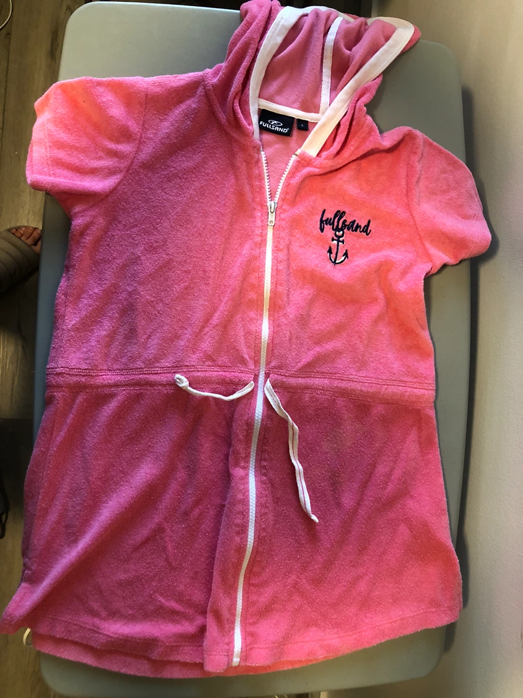 Fullsand Pink Hooded Terry Cloth Cover-Up Size L