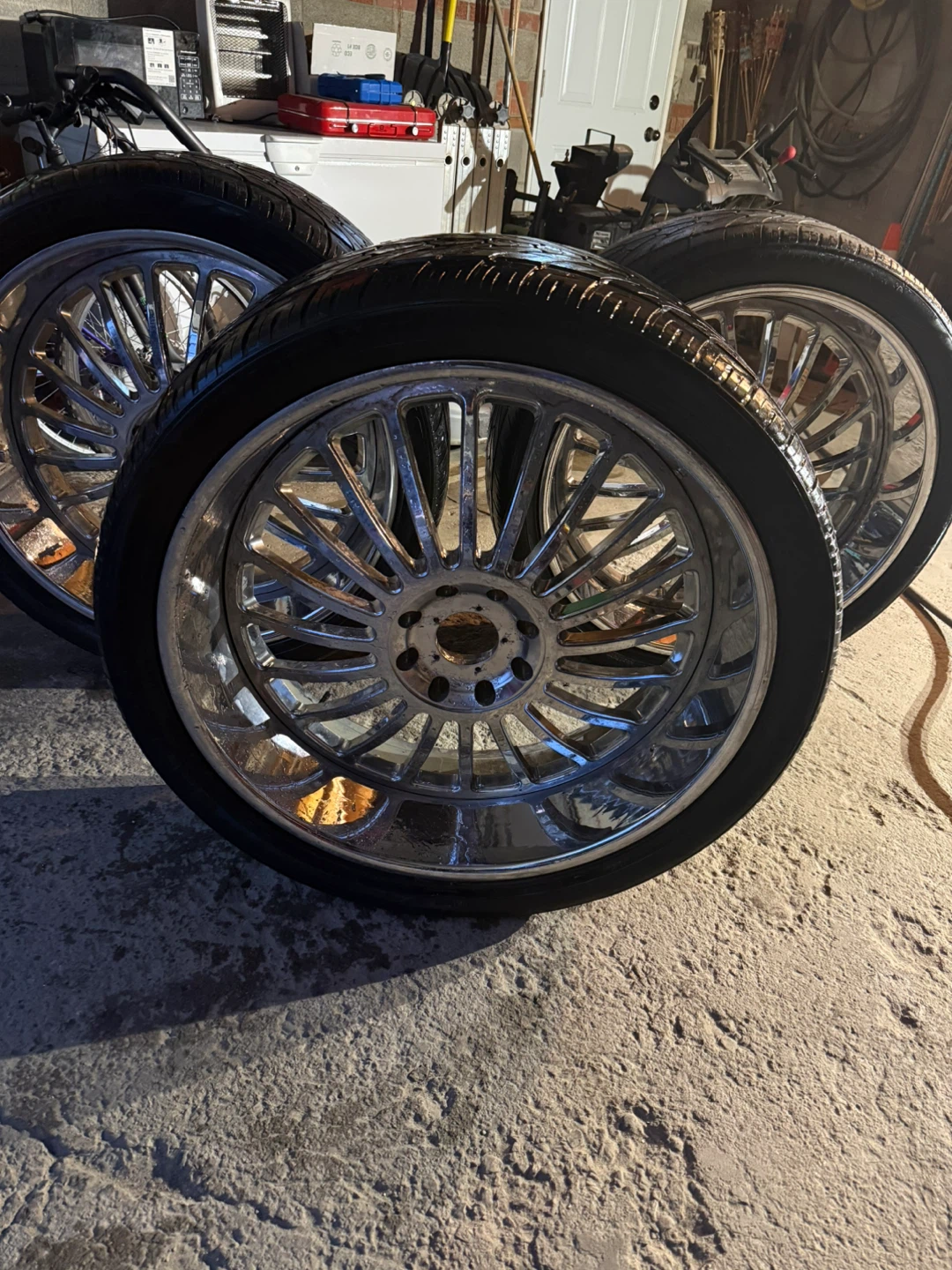 Set of 4 Chrome Rims and Tires