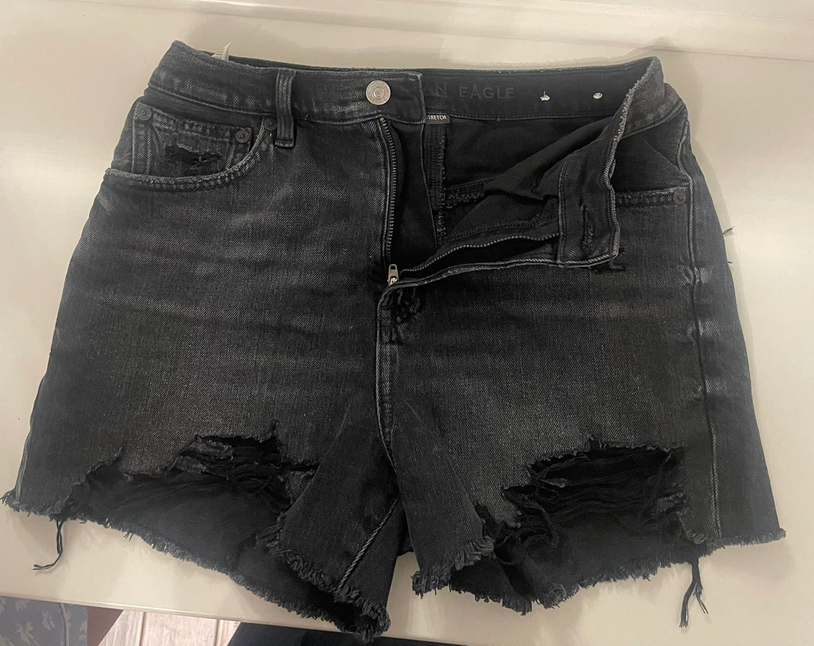 American Eagle Black Ripped Denim Shorts