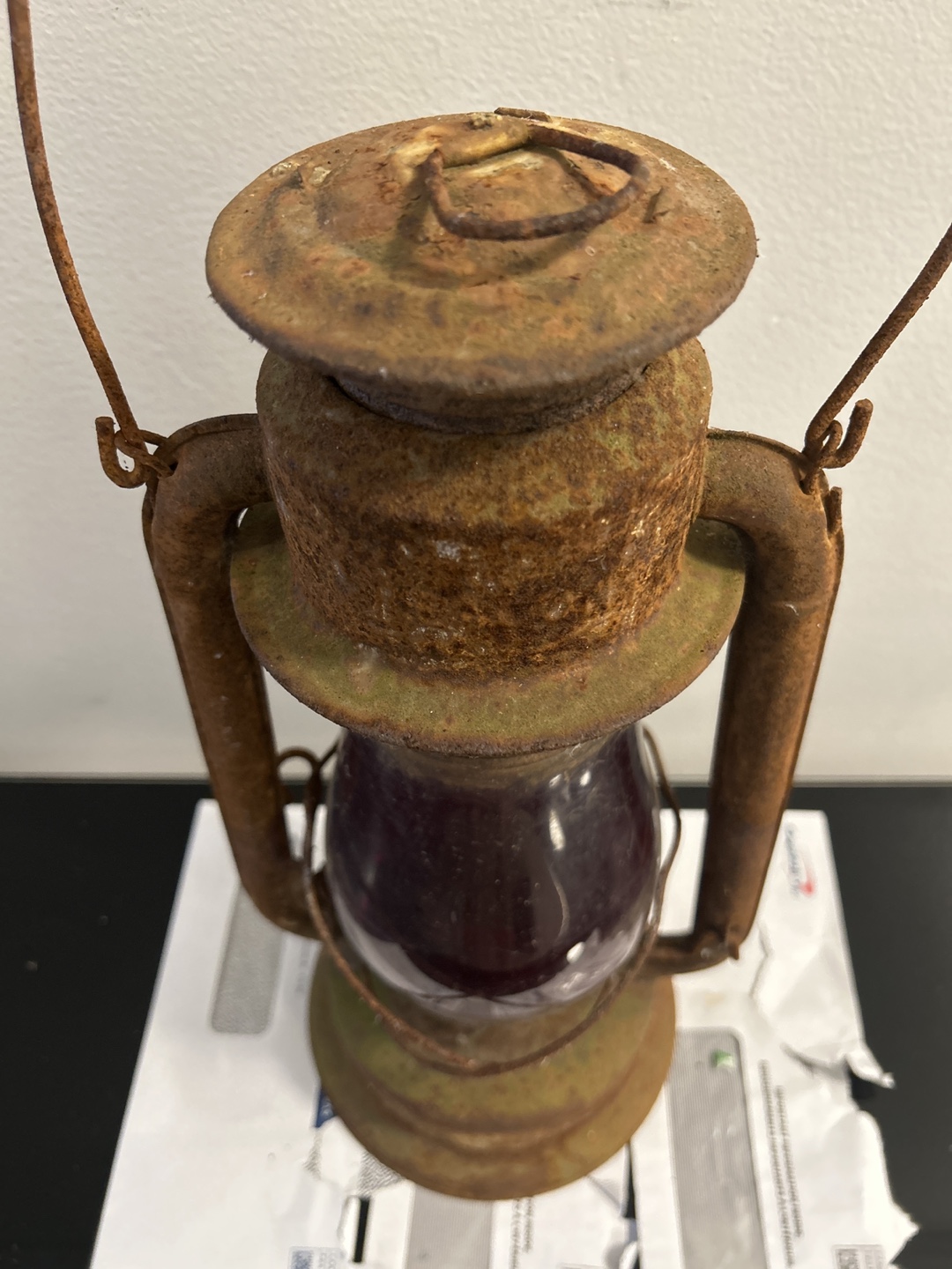 Rustic Red Glass Lantern Needs repair) - photo 2